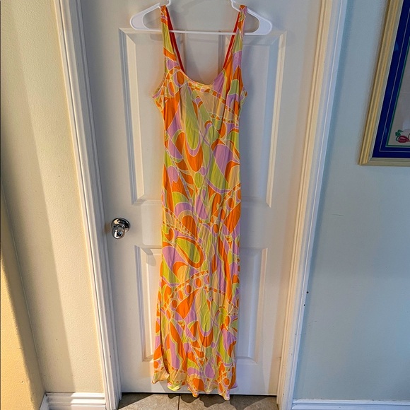 Delfi Collective Donna Multicolor Psychedelic Slip Dress Maxi - Picture 3 of 6